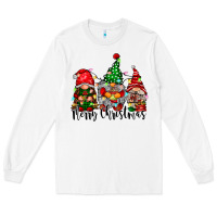 White merry christmas gnomes Long Sleeve Tee - CowhideDigitalArt