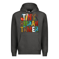 Charcoal Heather tiny human tamer Premium Hoodie - NancyCooperArtShop