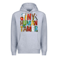 Heather Grey tiny human tamer Premium Hoodie - NancyCooperArtShop
