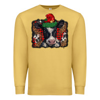 Antique Gold christmas black and white baby cow Premium Sweatshirt - BarkalooDesign
