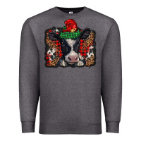 Charcoal Heather christmas black and white baby cow Premium Sweatshirt - BarkalooDesign