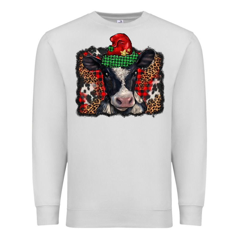 Christmas Black And White Baby Cow Premium Sweatshirt by BarkalooDesign | Teevron