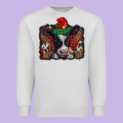 Christmas Black And White Baby Cow Premium Sweatshirt Designed By Barkaloodesign