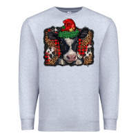 Heather Grey christmas black and white baby cow Premium Sweatshirt - BarkalooDesign