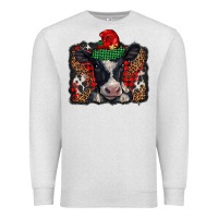 Oatmeal Heather christmas black and white baby cow Premium Sweatshirt - BarkalooDesign