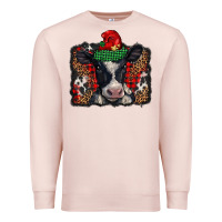 Pale Pink christmas black and white baby cow Premium Sweatshirt - BarkalooDesign