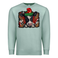 Seafoam christmas black and white baby cow Premium Sweatshirt - BarkalooDesign