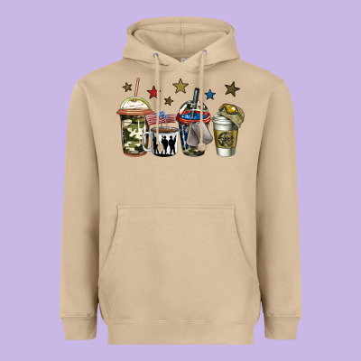 Army Coffee Heavyweight Hoodie Designed By Jasminsmagicworld