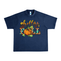 Navy hello fall pumpkin Urban Heavy Tee - BarkalooDesign