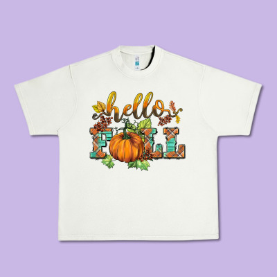 Hello Fall Pumpkin Urban Heavy Tee Designed By Barkaloodesign