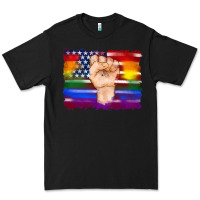 Black lgbtq flag and american flag with hand Premium Tee - Artiststas