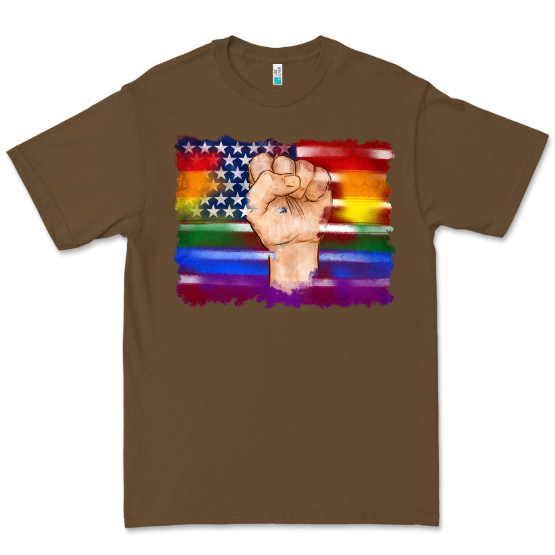 Lgbtq Flag And American Flag With Hand Premium Tee by Artiststas | Teevron
