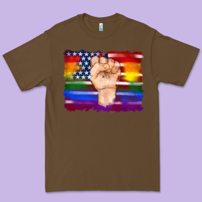Lgbtq Flag And American Flag With Hand Premium Tee Designed By Artiststas