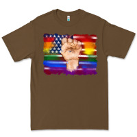 Cacao lgbtq flag and american flag with hand Premium Tee - Artiststas