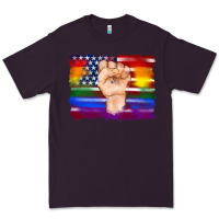 Plum lgbtq flag and american flag with hand Premium Tee - Artiststas