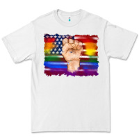 White lgbtq flag and american flag with hand Premium Tee - Artiststas