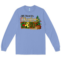 Colony Blue all i want for christmas is cure childhood cancer Long Sleeve Tee - FaDigitalArtStudio