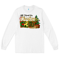 White all i want for christmas is cure childhood cancer Long Sleeve Tee - FaDigitalArtStudio