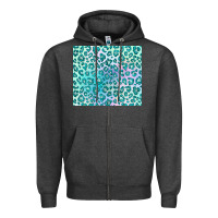 Charcoal Heather turquoise leopard glitter Zipper Hoodie - JahusDesignShop