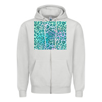 Dove Grey turquoise leopard glitter Zipper Hoodie - JahusDesignShop