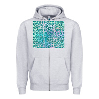 Heather Grey turquoise leopard glitter Zipper Hoodie - JahusDesignShop