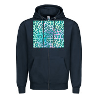 Navy turquoise leopard glitter Zipper Hoodie - JahusDesignShop