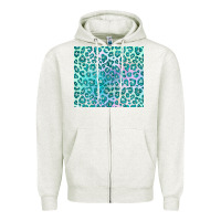 Oatmeal Heather turquoise leopard glitter Zipper Hoodie - JahusDesignShop
