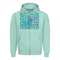Seafoam turquoise leopard glitter Zipper Hoodie - JahusDesignShop