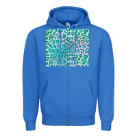 Turquoise Leopard Glitter Zipper Hoodie | Teevron