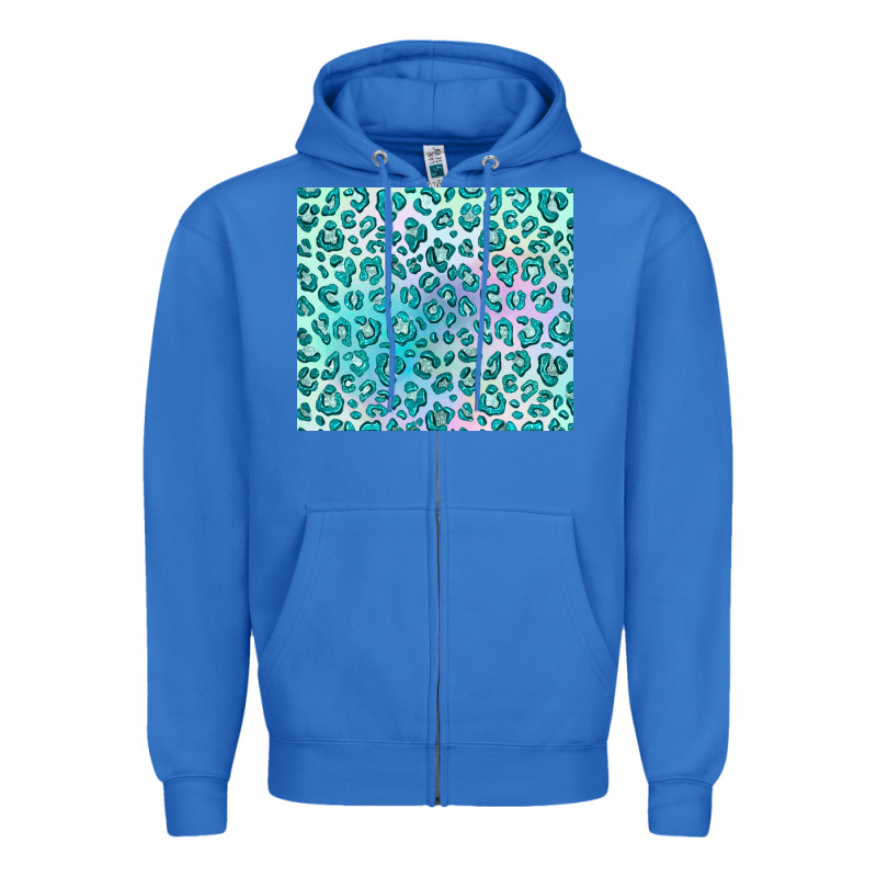 Turquoise Leopard Glitter Zipper Hoodie by JahusDesignShop | Teevron