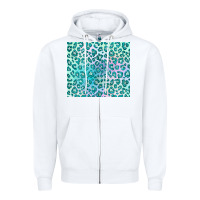 White turquoise leopard glitter Zipper Hoodie - JahusDesignShop