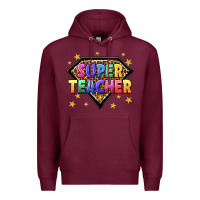 Burgundy super teacher with leopard Premium Hoodie - NancyCooperArtShop