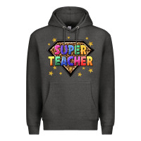 Charcoal Heather super teacher with leopard Premium Hoodie - NancyCooperArtShop
