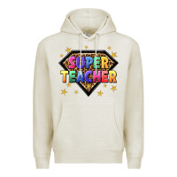 Oatmeal Heather super teacher with leopard Premium Hoodie - NancyCooperArtShop