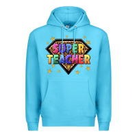 Ocean Blue super teacher with leopard Premium Hoodie - NancyCooperArtShop