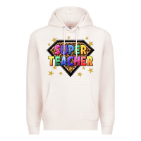 Pale Pink super teacher with leopard Premium Hoodie - NancyCooperArtShop
