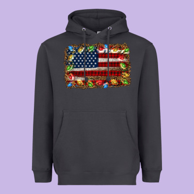 Christmas American Flag Background Heavyweight Hoodie Designed By Jasminsmagicworld
