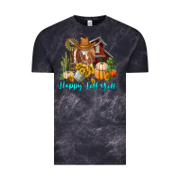 Cloud Black Happy Fall Y'all Longhorn Cow Vintage Tee - RanaPortraitStore