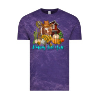 Cloud Purple Happy Fall Y'all Longhorn Cow Vintage Tee - RanaPortraitStore