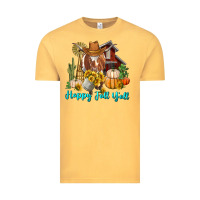 Vintage Mustard Happy Fall Y'all Longhorn Cow Vintage Tee - RanaPortraitStore