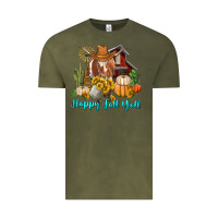 Vintage Olive Happy Fall Y'all Longhorn Cow Vintage Tee - RanaPortraitStore