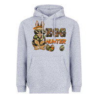 Heather Grey easter egg hunter rabbit bunny Heavyweight Hoodie - BarkalooDesign