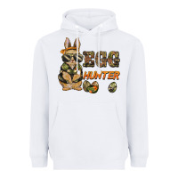 White easter egg hunter rabbit bunny Heavyweight Hoodie - BarkalooDesign