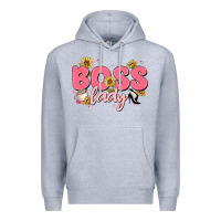 Heather Grey boss lady Premium Hoodie - MaliasSmallBusiness