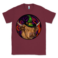 Burgundy halloween highland cow round Classic Tee - RanaPortraitStore