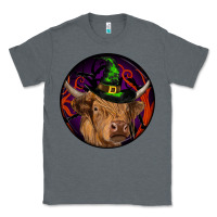 Charcoal Heather halloween highland cow round Classic Tee - RanaPortraitStore