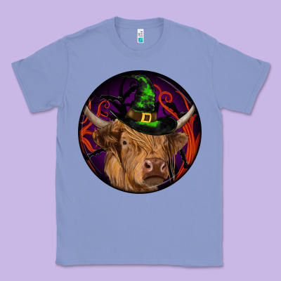 Halloween Highland Cow Round Classic Tee Designed By Ranaportraitstore