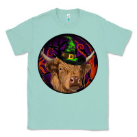 Seafoam halloween highland cow round Classic Tee - RanaPortraitStore