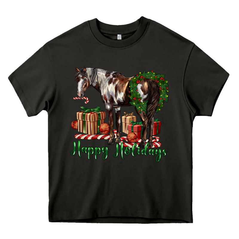 Happy Holidays Mustang Horse Heavy Core Tee by LillyAllenDesigns | Teevron