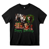 Black happy holidays mustang horse Heavy Core Tee - LillyAllenDesigns